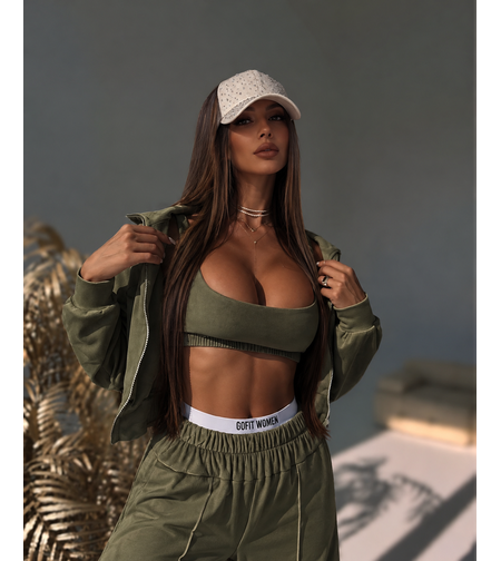 “ Rose Set “ kakhi - спортен екип от велур – 3 части
