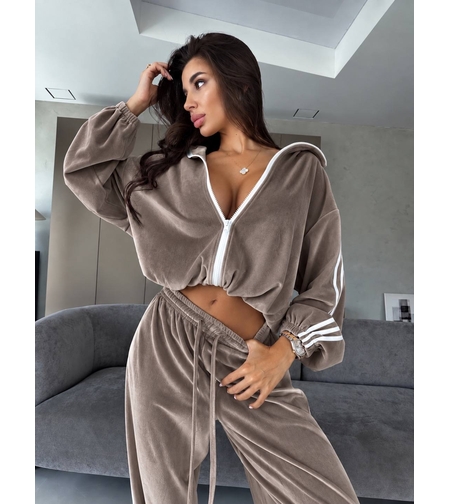 “ Velour contrast Set “ brown -  спортен екип от мек велур