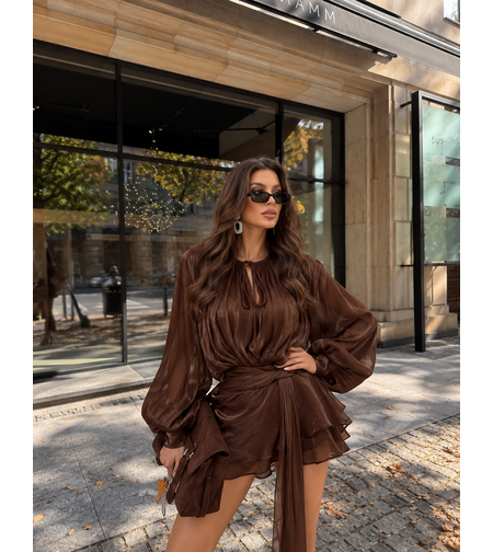 “ Ariana” brown – Елегантна шифонена рокля
