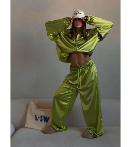 “ LUXE SATIN “ green – Дамски сатенен спортен комплект 2 части