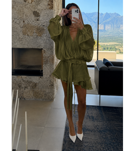“ Ariana” green – Елегантна шифонена рокля