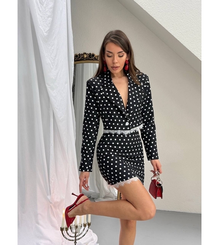 “ Paris Dots Chic Set” Black - костюм сако и пола