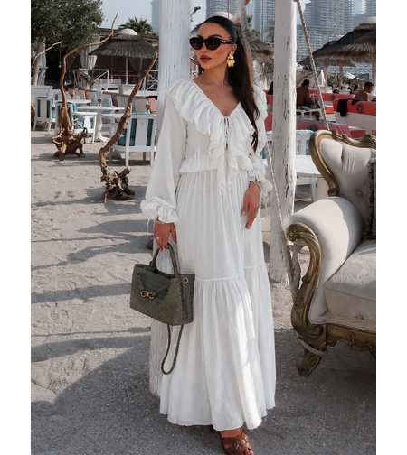 “Breeze Tie” white - Ефирна Рокля