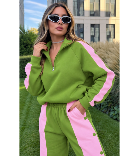 “ Urban Contrast Luxe Set “ green - спортен екип с копчета