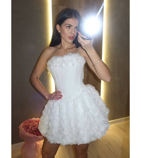 “ Angel Rosé Bloom Corset” Dress - Бяла рокля