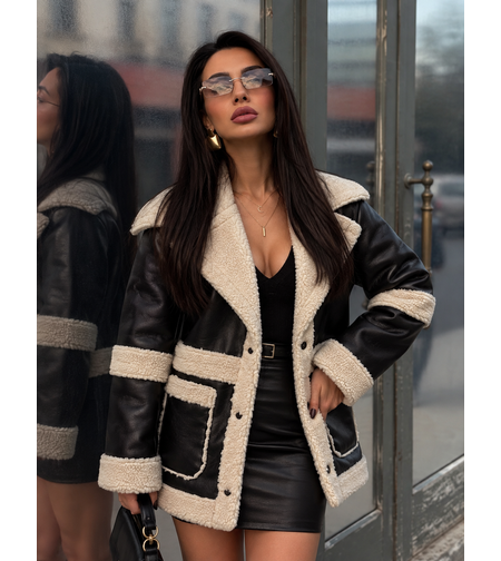 “ KarakuLuxe “ Beige -  издължено кожено яке