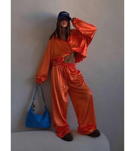 “ LUXE SATIN “ orange – Дамски сатенен спортен комплект 2 части