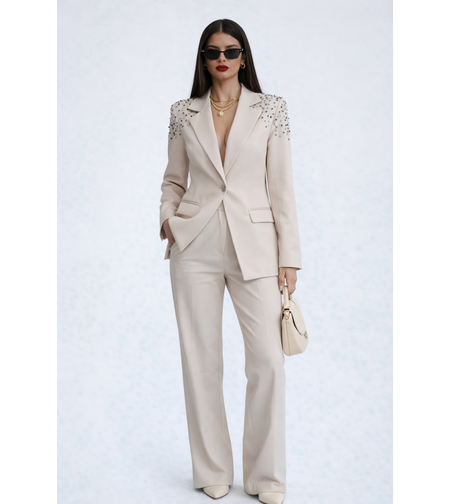 Elegance Power Suit Beige - Сако и панталон