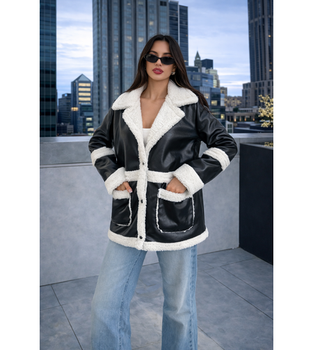 KarakuLuxe white -  издължено кожено яке