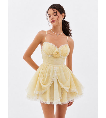 “Rosette” yellow - мини рокля