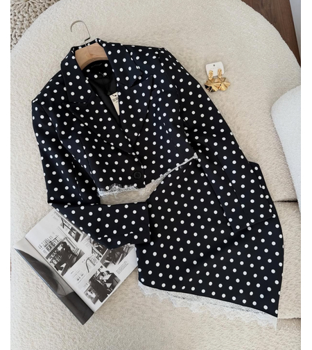 “ Paris Dots Chic Set” Black - костюм сако и пола