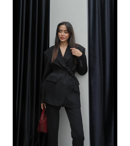 ROYAL  Black - овърсайз сако с колан