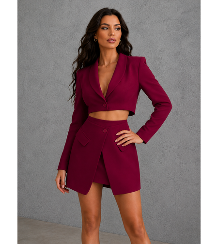 “Elegance Pleat” Red – късо сако и пола