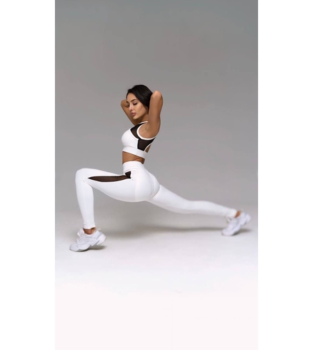 Екип за тренировка – бюстие и клин с висока талия Бял