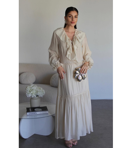 “Breeze Tie” ekru - Ефирна Рокля