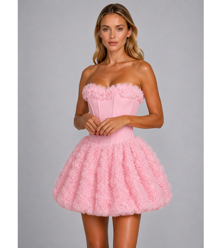 “ Angel Rosé Bloom Corset” pink - Рокля с 3Д рози