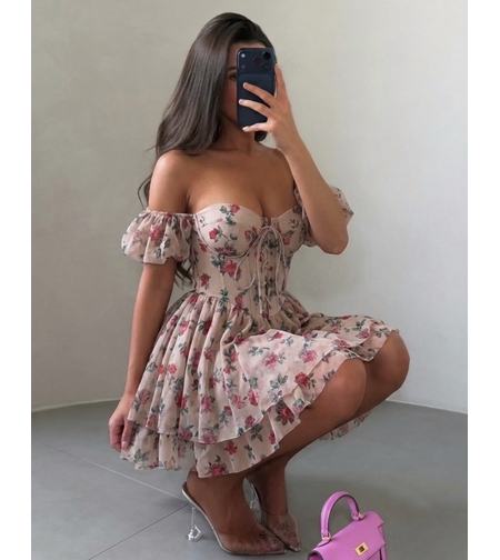 “ Floral Corset “ Mini Dress – Romantic Bloom