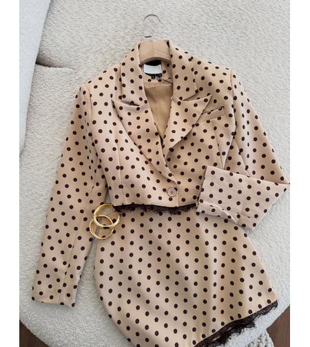 “Paris Dots Chic Set” Beige- костюм сако и пола