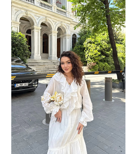 “ Breeze Tie” white - Ефирна Рокля