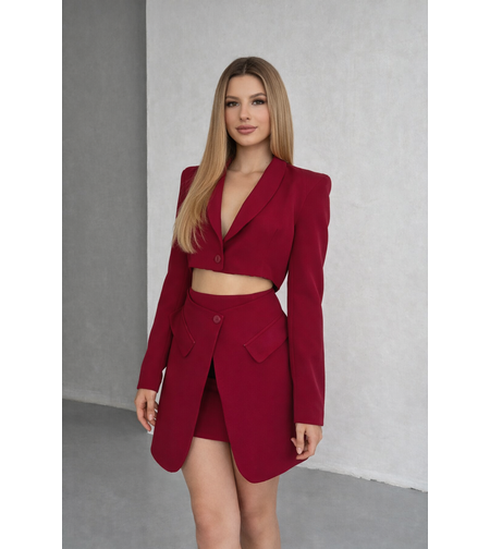 Костюм “Elegance Pleat” Red – късо сако и пола