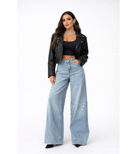 Дънки “Urban Edge” с висока талия и накъсани крачоли