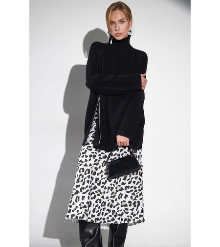 Дълга сатенена пола в леопардов принт