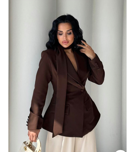 Mocha Elegance – елегантен тъмнокафяв блейзър