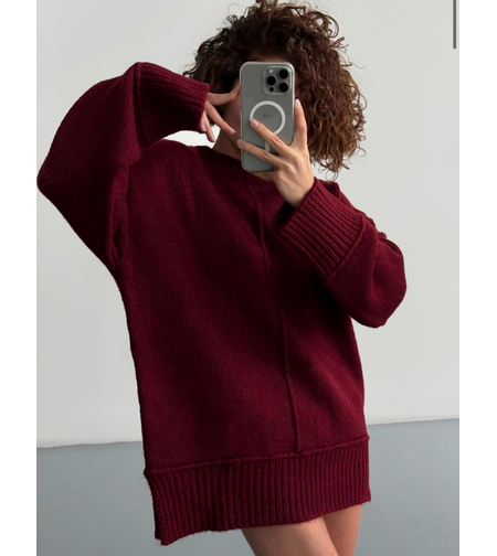 Издължен пуловер „Soft Touch“ Bordo