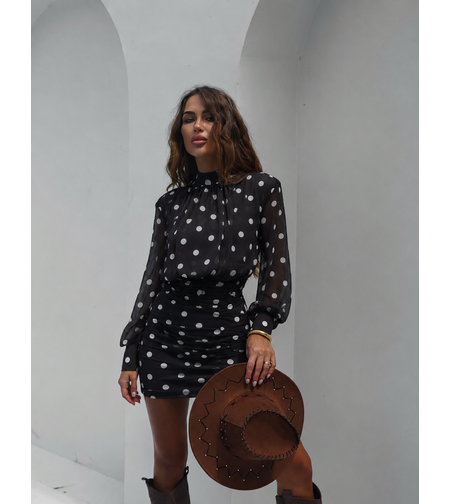 “ Paris Chic” black - Рокля на точки от шифон