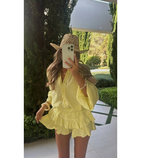 Summer Breeze yellow- Муселинова рокля с шорти