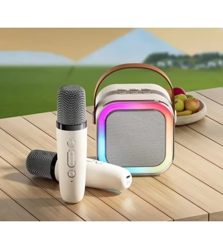 Karaoke Bluetooth мини безжичен говорител с 2 микрофона различни цветове