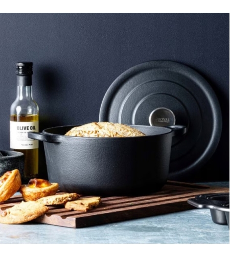 Чугунена тенджера Royal van Kempen & Begeer , 3.3L, 22см, Фурна до 260C, Индукция, Черен