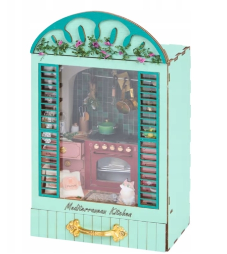 Миниатюрна къща „Направи си сам“ Crafts&Co LED мини декор с чекмедже КУХНЕНСКИ МОДЕЛ