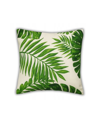 КАЛЪФКА ЗА ВЪЗГЛАВНИЦА 45X45 СМ ДЕКОРАТИВНА КАЛЪФКА ЗА ВЪЗГЛАВНИЦА СЪС ЗЕЛЕНИ ПАЛМОВИ ЛИСТА