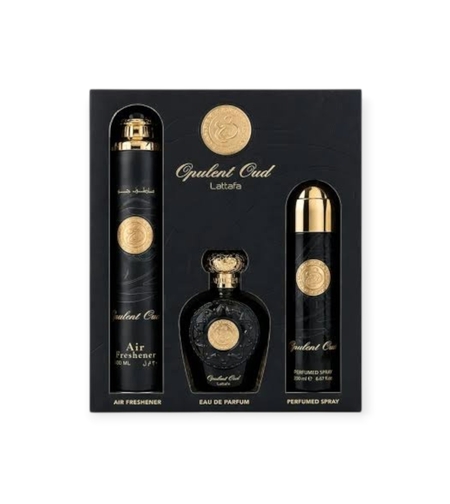 Lattafa Opulent Oud EDP 100 + 200 Deo + 300 Air Freshener Uni