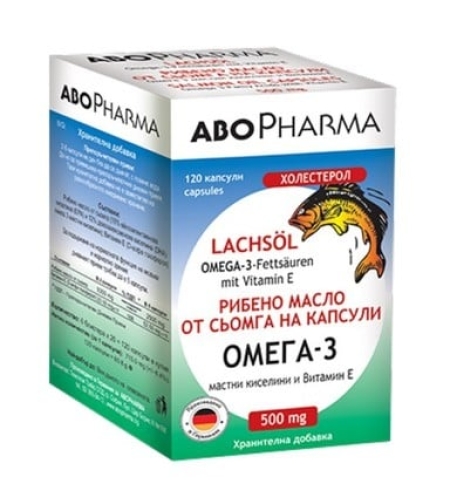 Омега-3 рибено масло от сьомга 500 мг х 120 капсули Abopharma
