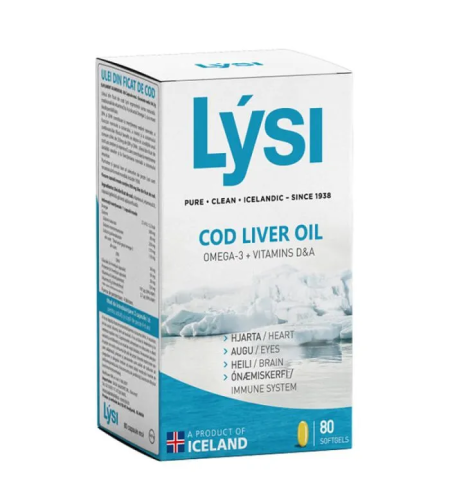 LYSI Cod Liver Oil Масло от черен дроб на треска 500 мг x 80 капсули