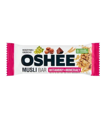 Мюсли бар с фъстъци, лешници и витамини, 40 g, Oshee