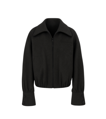 Backstage Wool Wide-Cuff Bomber Jacket