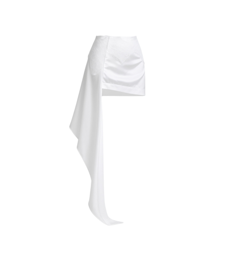 The Veil Asymmetrical Satin Mini Skirt