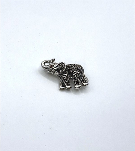 Брошка слонче с марказити и гранат