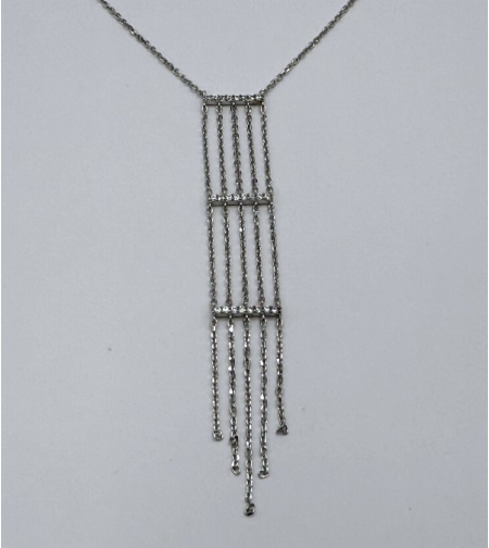 Сребърно висящо колие с циркони