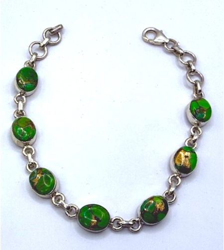 Сребърна гривна  с тюркоаз