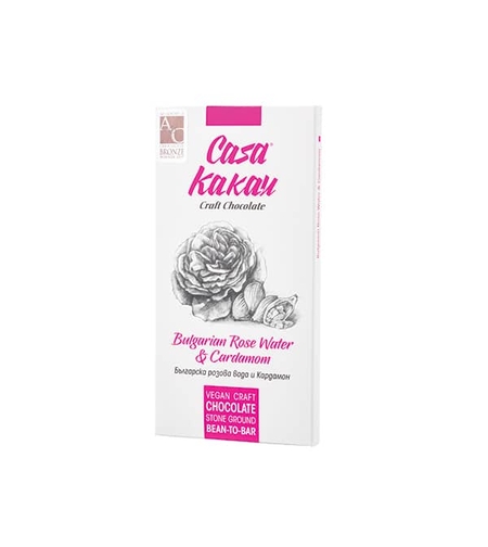 Занаятчийски Шоколад с Българска Розова Вода и Кардамон, 70g, Casa Kakau