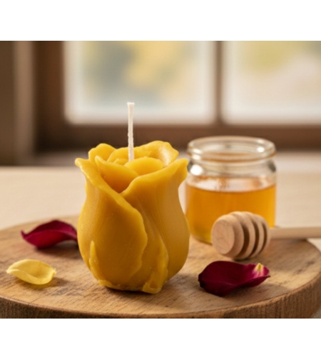 Декоративна свещ Роза от 100% пчелен восък | Florimed.bg