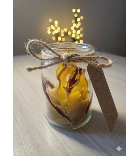 Ръчно рисувана свещ от пчелен восък в стъклено бурканче – Уникално изкуство и уют