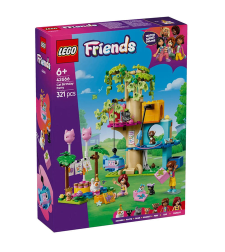 LEGO® Friends Котешко парти за рожден ден и дървесна къща 42666