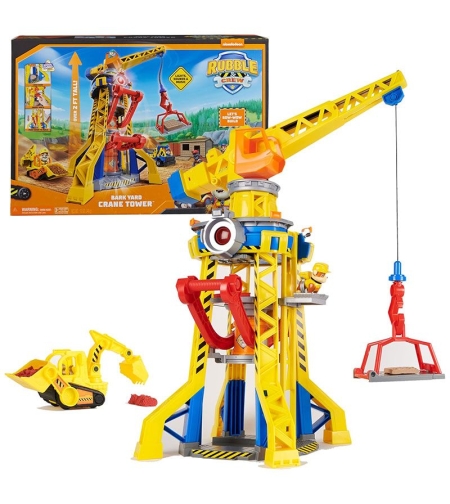 Игрален комплект Spin Master Paw Patrol Rubble and Crew Строителна кула с кран, със светлини, звуци и музика