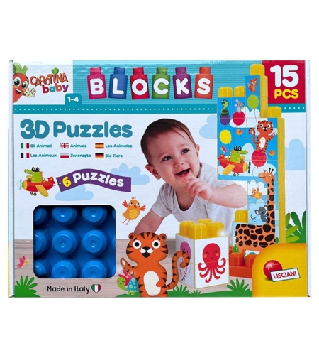 Бебешки пъзел Lisciani Carotina Baby 3D животни с конструктор