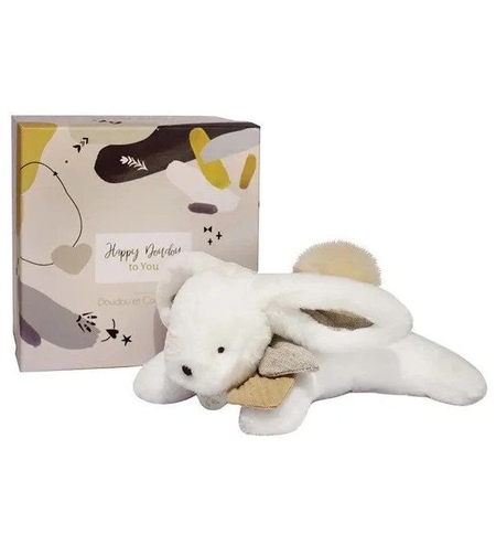 Плюшена играчка Doudou Happy Wild, Заек, 25 см, Бежов